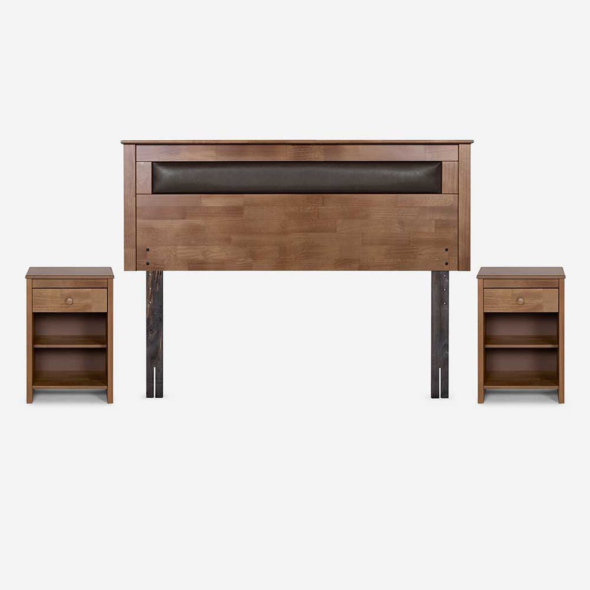 Cama Europea Rosen 2 Plazas New Style 6 + Respaldo + 2 Veladores Ferrera