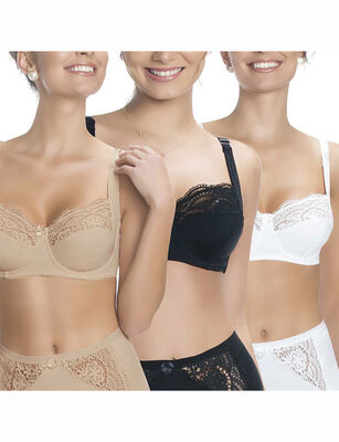 Imagen 1 del producto Pack 3 Sostén Copa B con Aro Encaje Elasticado MULTICOLOR