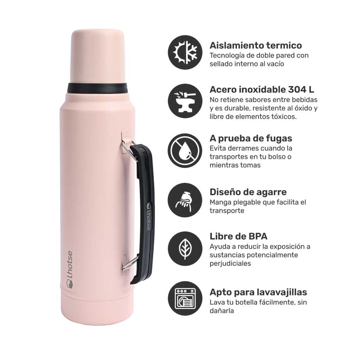 Termo para Líquido Lhotse Classic 1,3 Litros Rosa