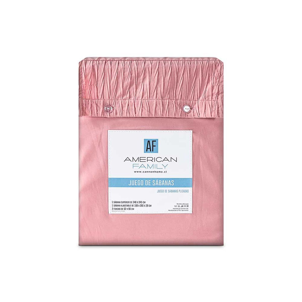 Juego de S&aacute;banas American Family 1.5 Plazas Plizada Rosa