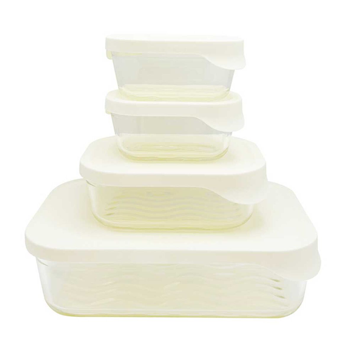 Set 4 Contenedores de Vidrio con Tapa Rectangular Doral Glass Tray
