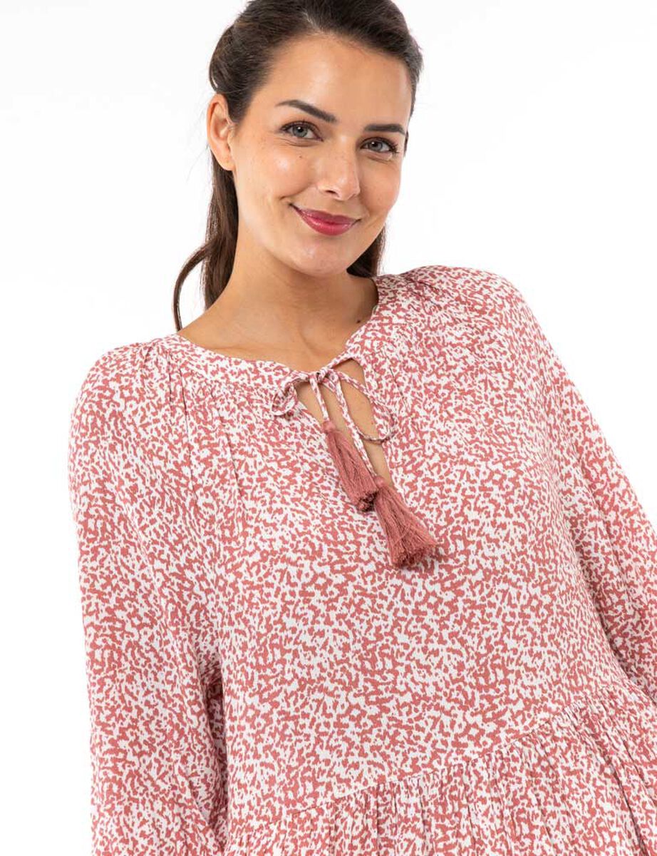 Vestido Corto Estampado Manga 3/4 Mujer Alma