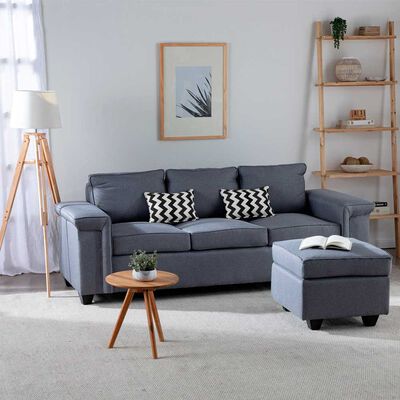 Imagen 1 del producto Sofá Mons Sicilia 3 Cuerpos + Pouf 1 Cuerpo Gris