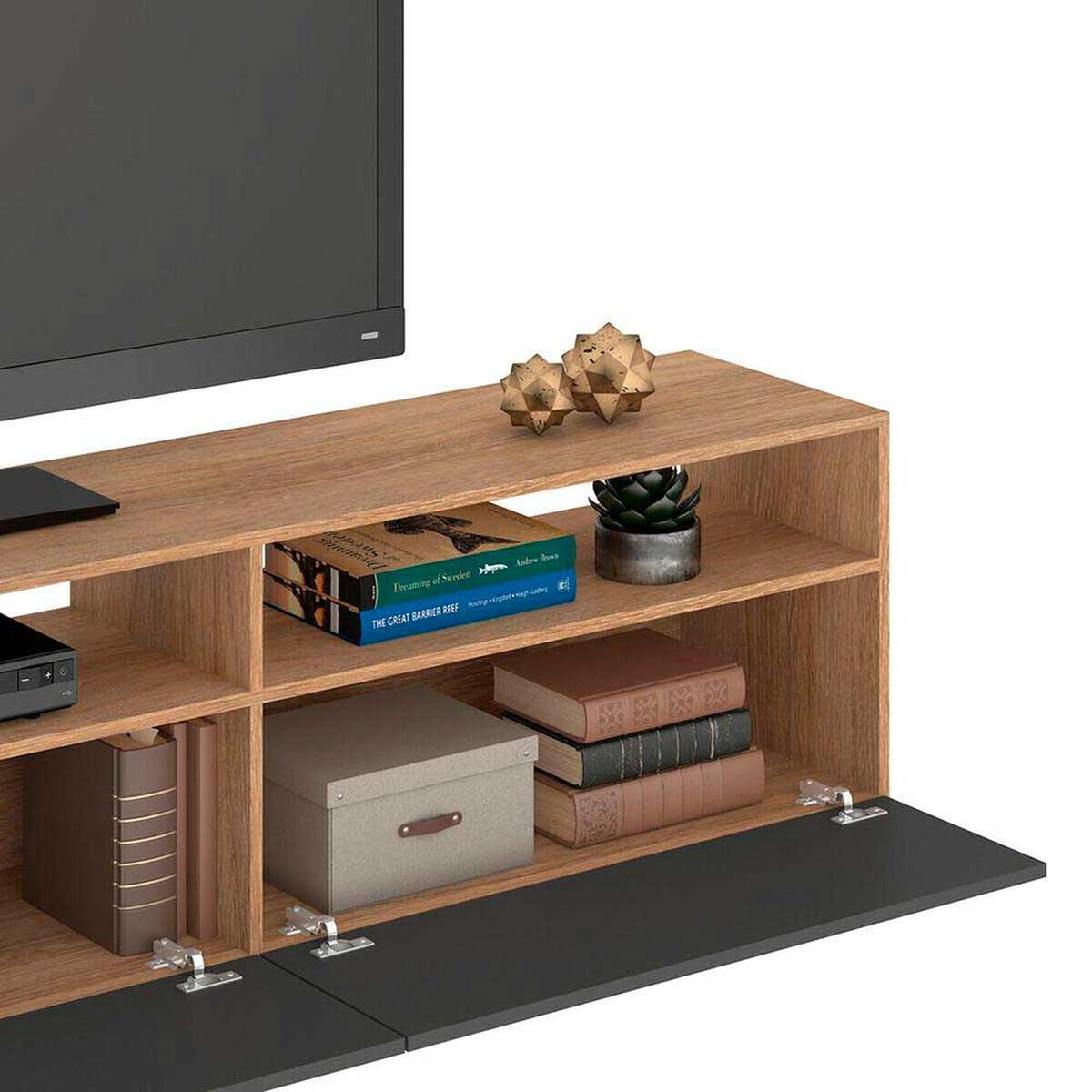 Rack TV Vekkahome Moyan 75 pulgadas Caf&eacute;