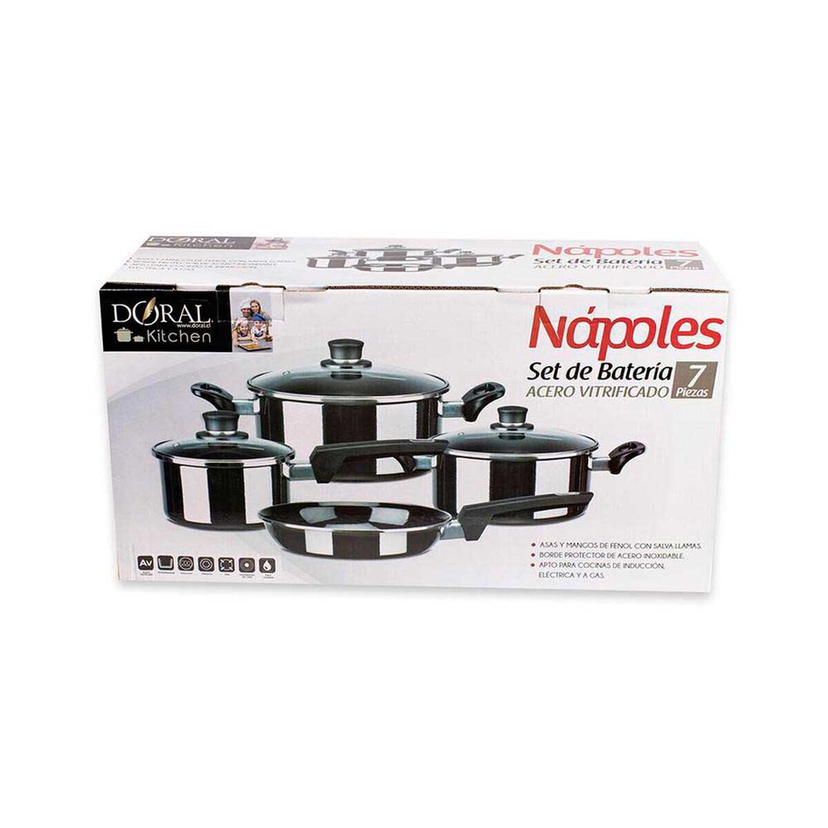 Bater&iacute;a Doral Napoles Acero Inoxidable 7 Piezas