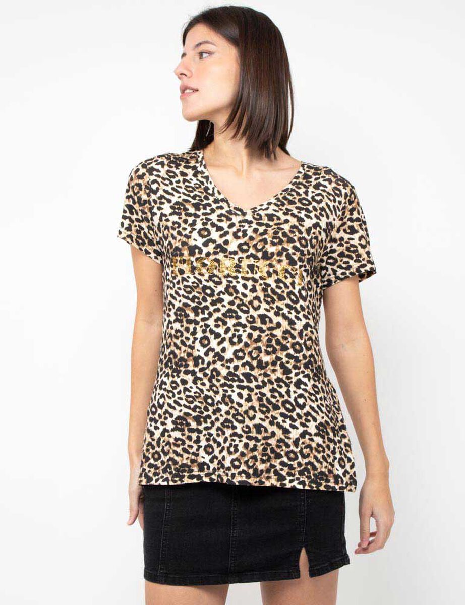 Polera Con Estampado Manga Corta Mujer Fiorucci