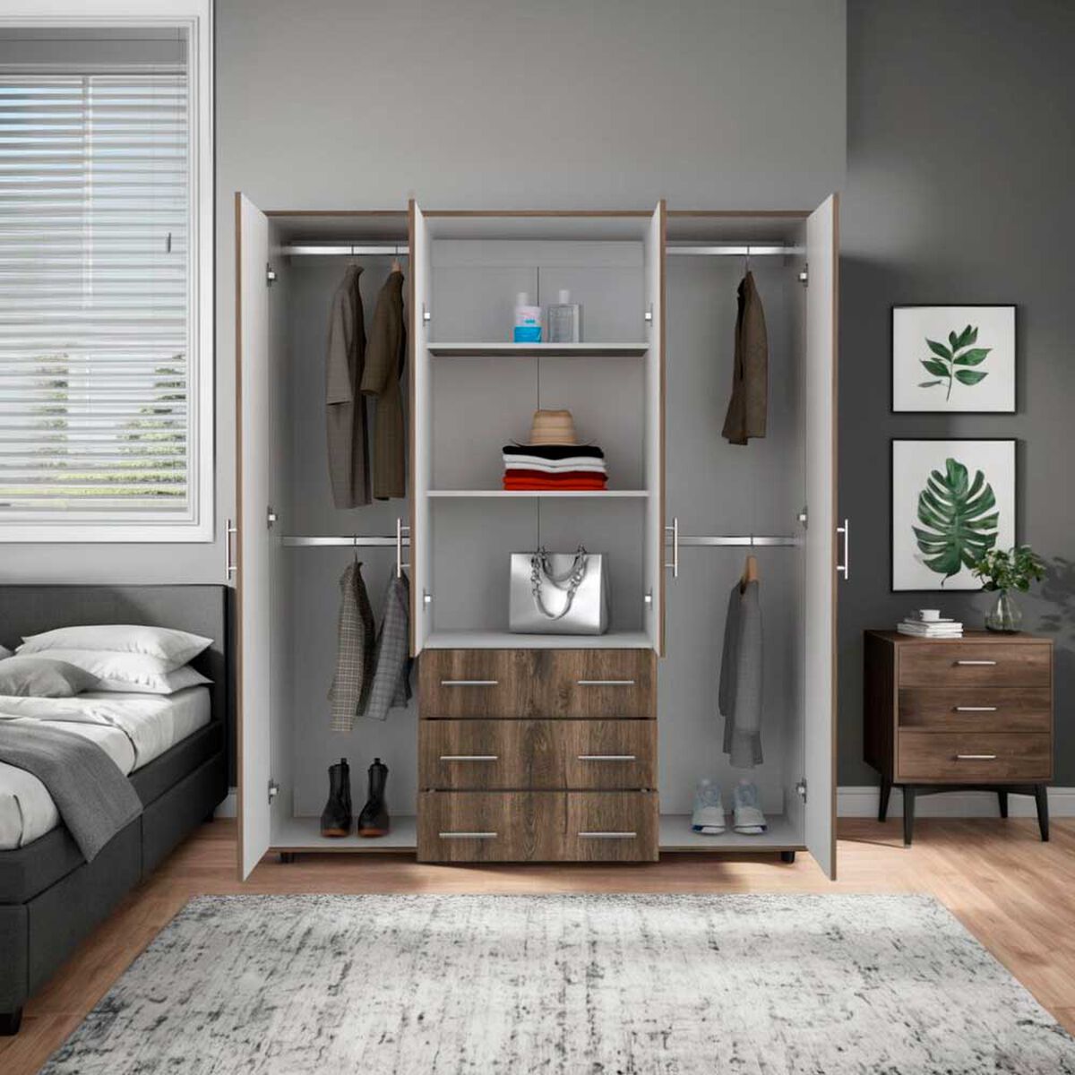 Closet Tuhome Fontan 3 Cajones 4 Puertas Bellota-Blanco