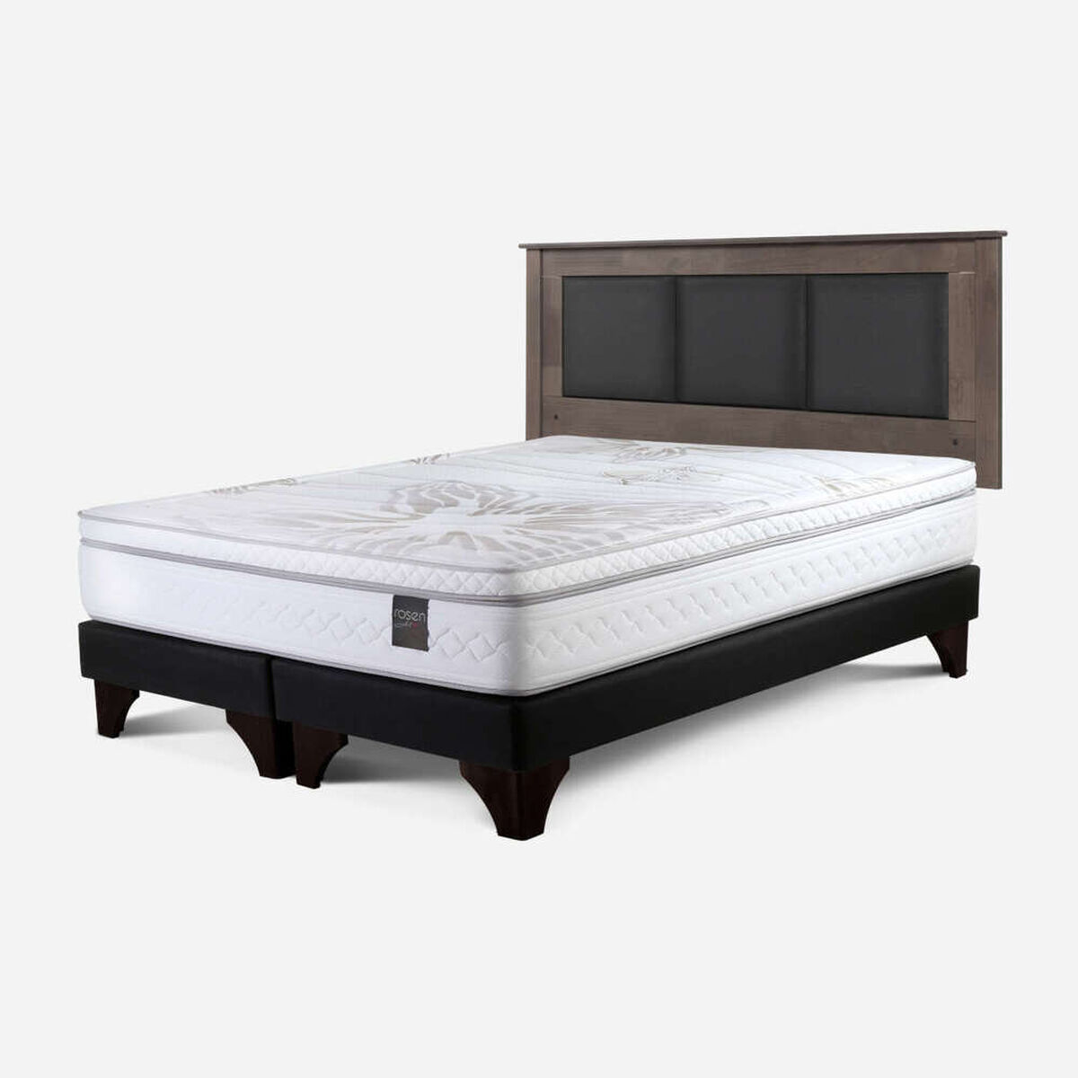 Cama Europea Rosen King Art 4 + Respaldo Rachel Gris
