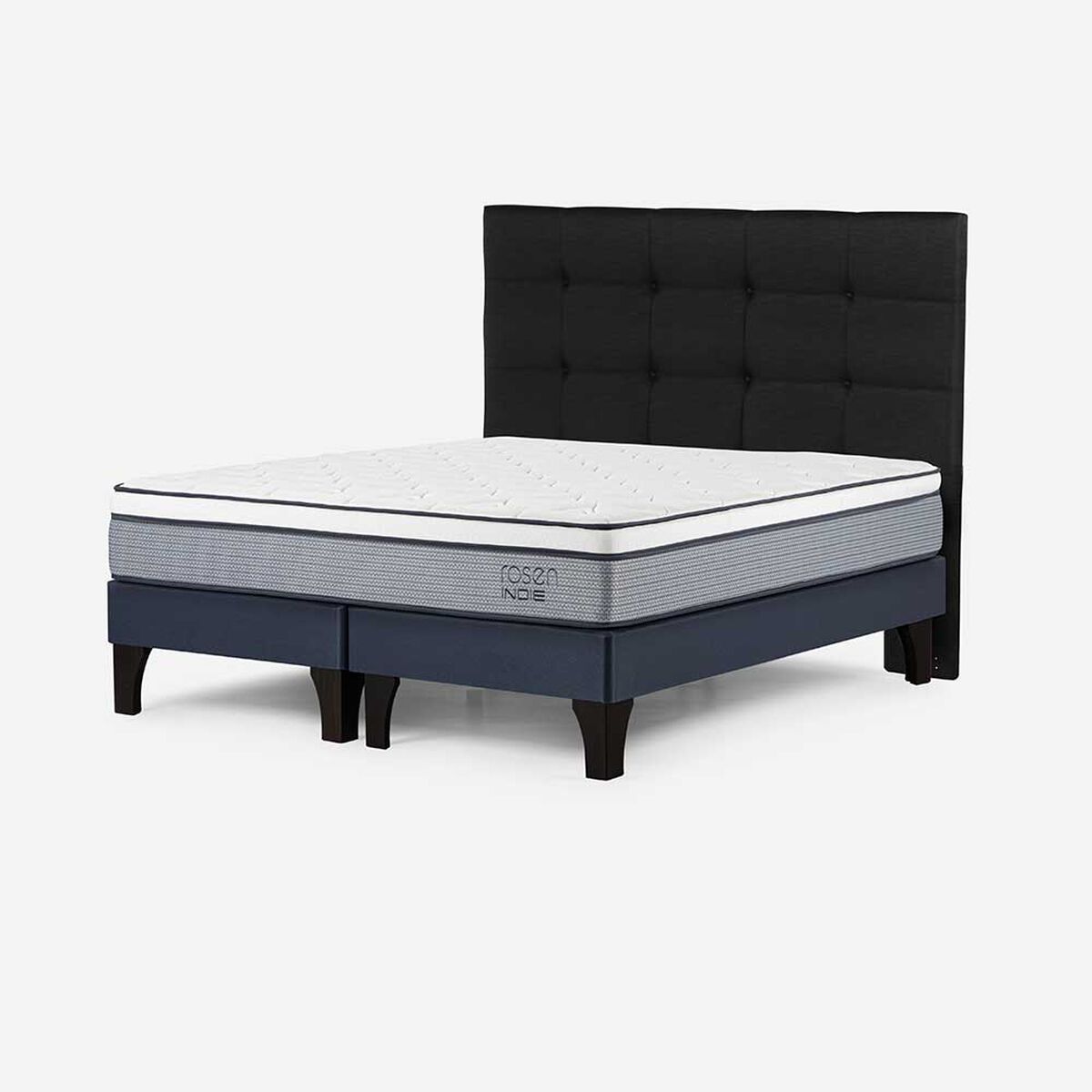 Cama Europea Rosen Base Dividida 2 Plazas New Style 4  + Respaldo Issey