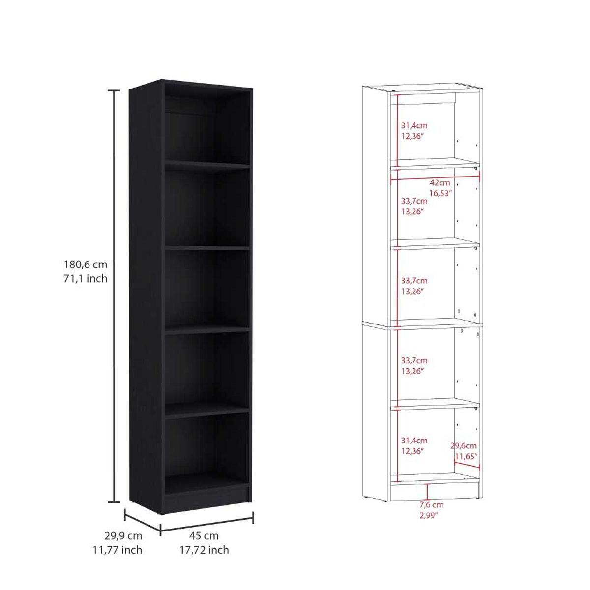 2 Estantes 2 Puertas + Estante 45 cm TuHome Home Wengue