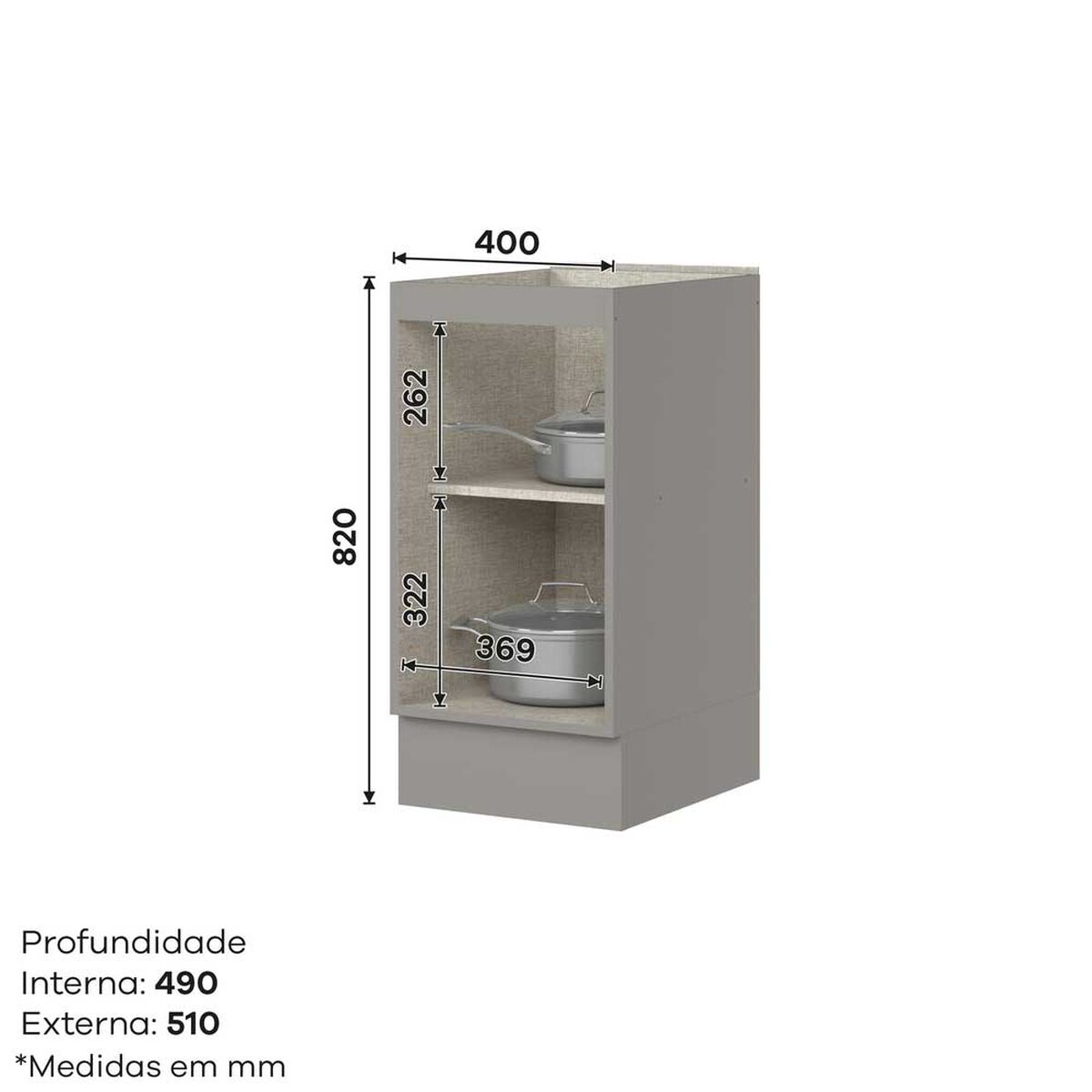 Combo Cocina Mueble Aéreo + Base Home Mobili Americana 40 cm Gris
