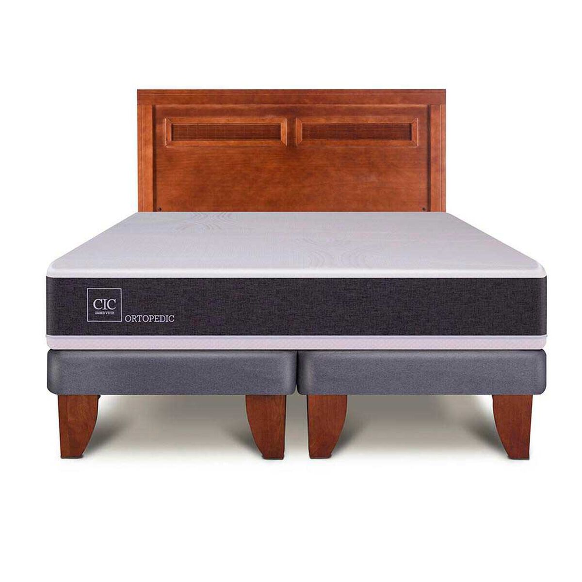 Cama Europea CIC Base Dividida 2 Plazas New Ortopedic + Respaldo Mil&aacute;n