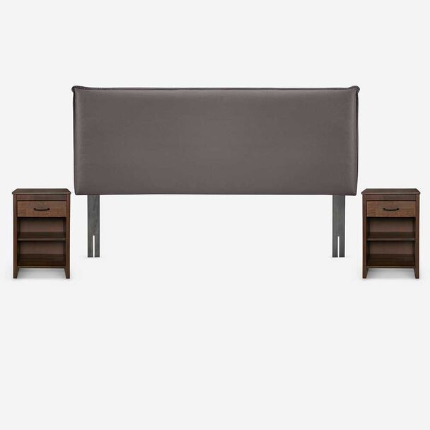 Respaldo + 2 Veladores Rosen 2 Plazas Maurice Chocolate