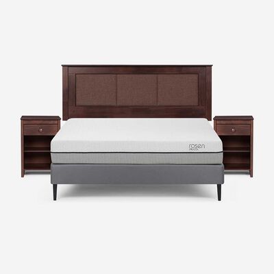 Imagen 1 del producto Cama Europea Rosen 2 Plazas Pratta + Respaldo + 2 Veladores