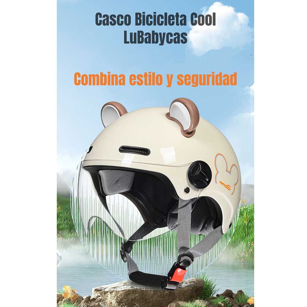 Casco Bicicleta LuBabycas Cool para Niños S Crema