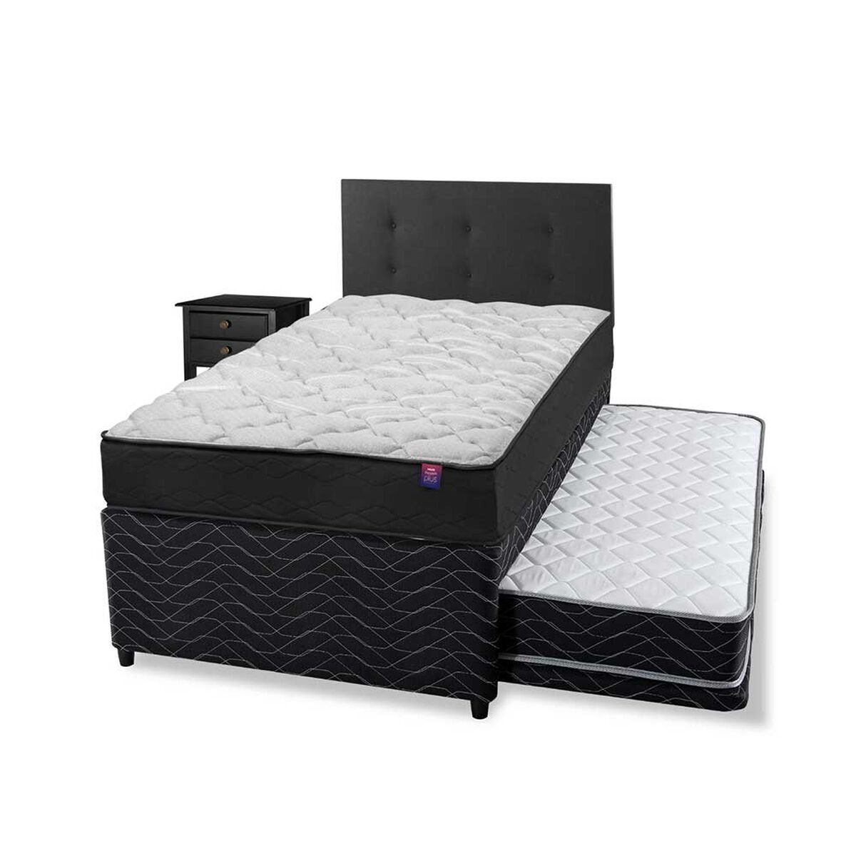 Cama Nido Flex 1,5 Plazas Therapedic Plus  + Respaldo + Velador