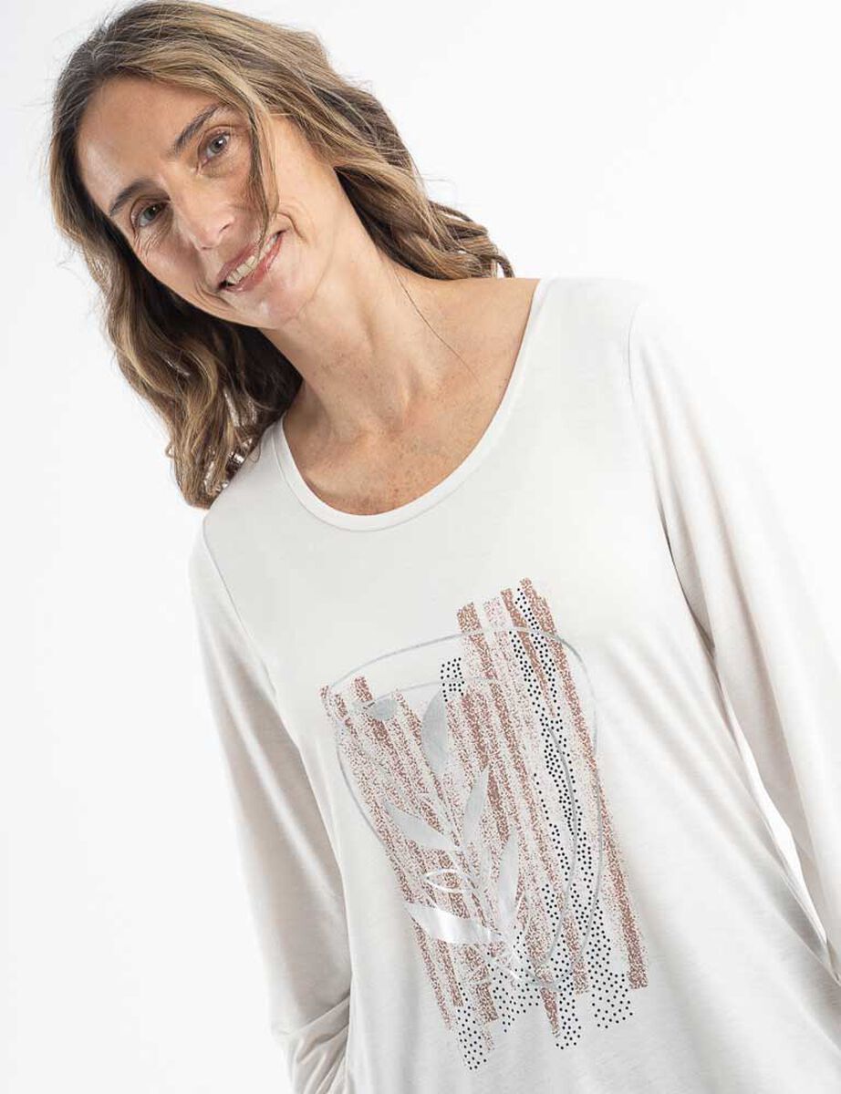 Polera Con Estampado Manga 3/4 Mujer Portman Club