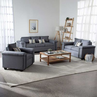 Juegos de Living Mons Sicilia Sofá 3 Cuerpos + Sofá 2 Cuerpos + Sillón 1 Cuerpo Gris