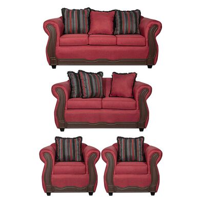 Juego de Living Black Factory Sofia 7 Cuerpos Burdeo