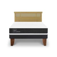 Cama Europea CIC 2 Plazas Ortopedic + Respaldo Dublin Mostaza