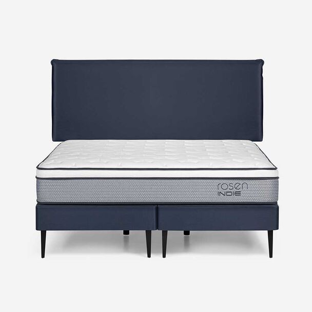 Cama Europea Rosen Base Dividida King Indie + Respaldo Maurice