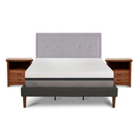 Cama Europea CIC Curve King Balance + Respaldo Ganges + 2 Veladores Indo