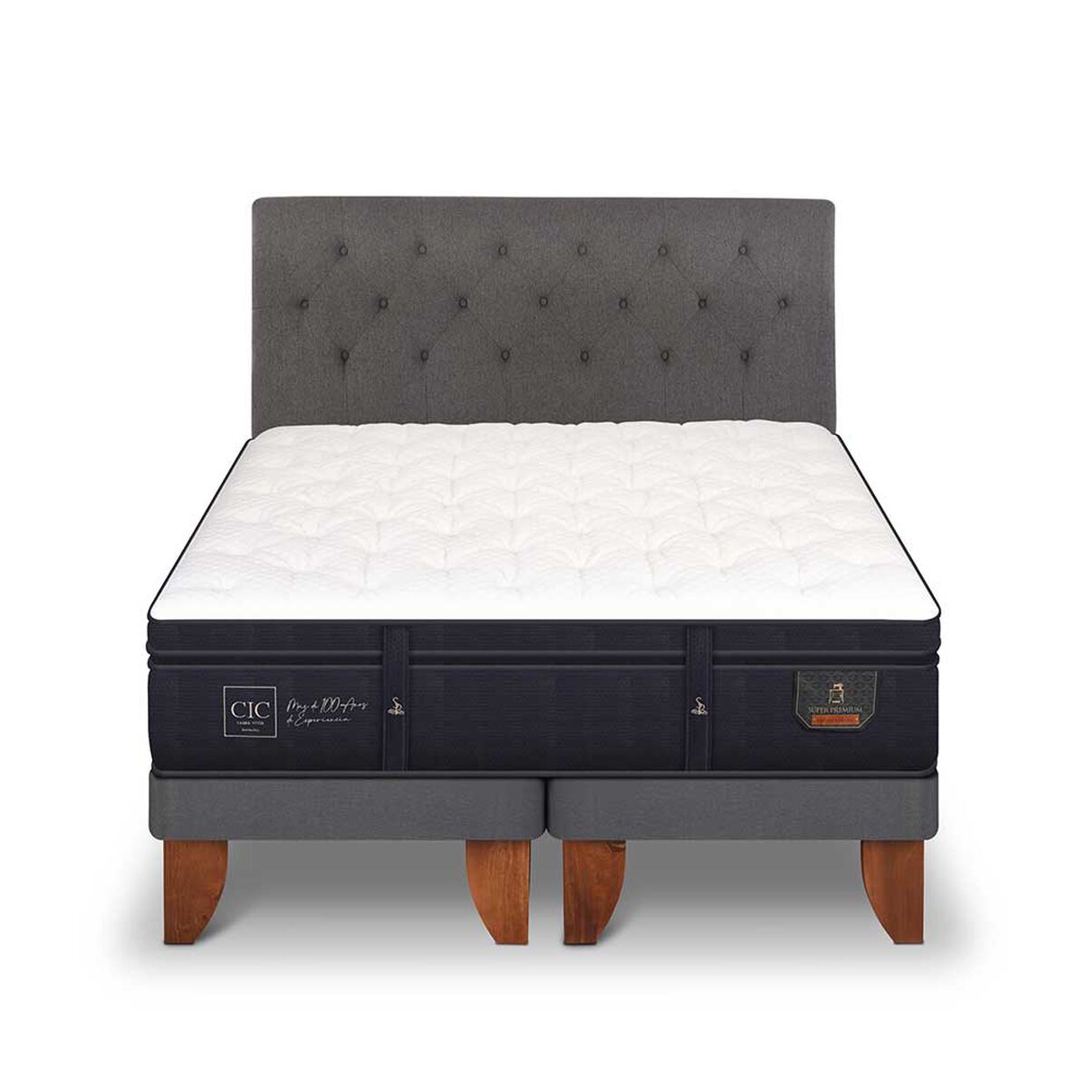 Cama Europea CIC Base Dividida 2 Plazas S&uacute;per Premium + Respaldo Kavery