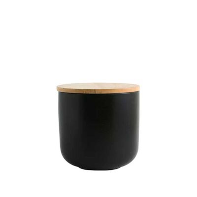 Contenedor de Cerámica Hermético Tapa Madera Simplit M Negro