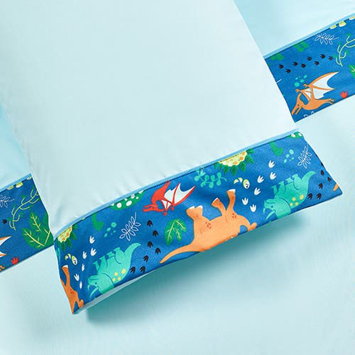 Juego de Sábanas Casa Linda 1,5 Plazas Kids Dino Azul Celeste