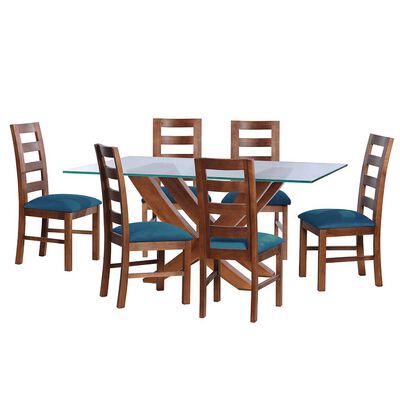 Imagen 1 del producto Juego de Comedor Latam Home Alicante 6 Sillas Azul Petróleo