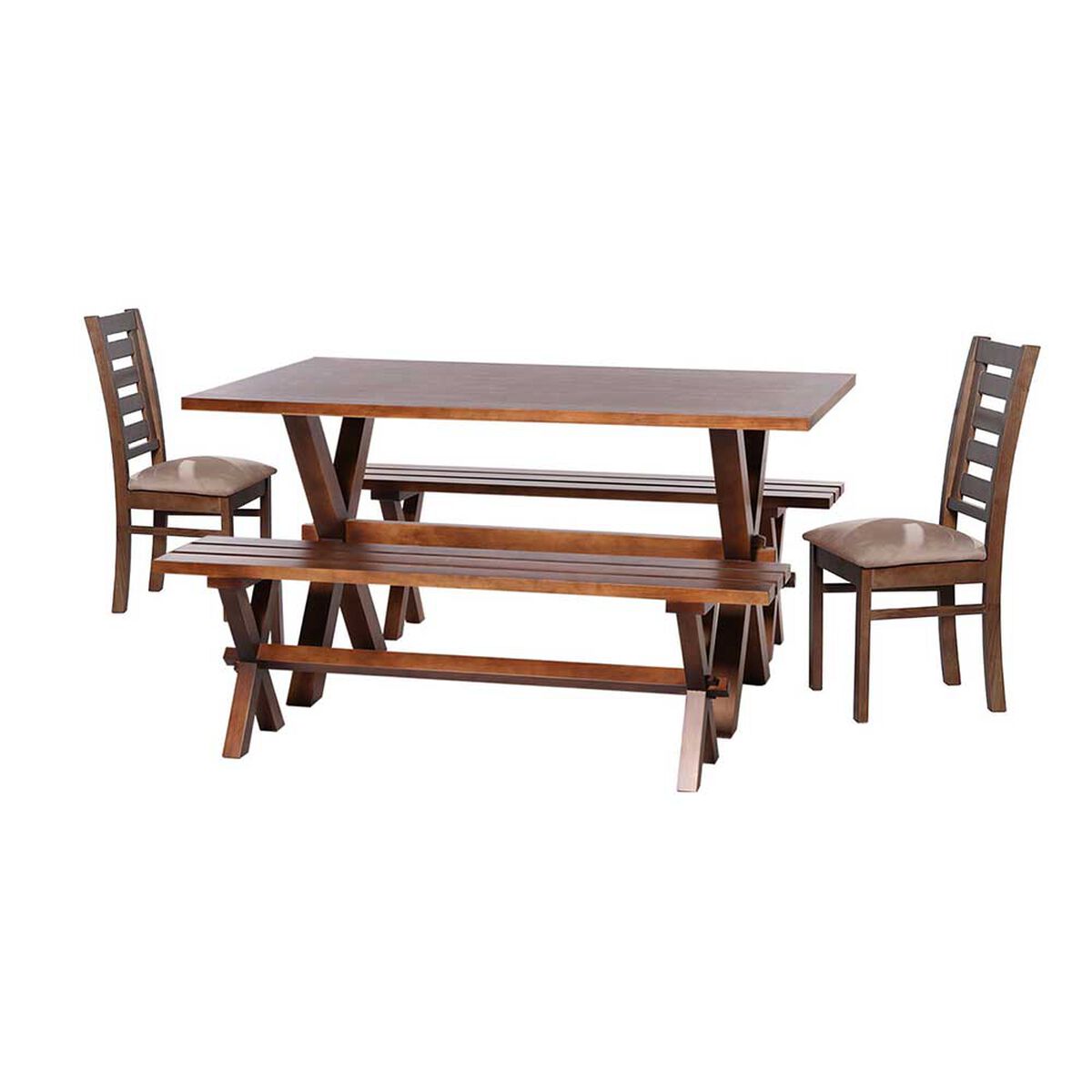 Juego de Comedor Latam Home Sevilla Murcia 2 Sillas + 2 Bancas Velvet Beige