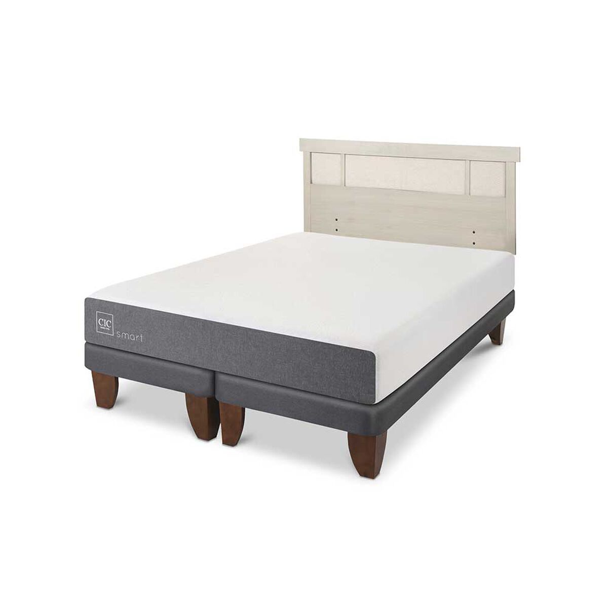 Cama Europea CIC Base Dividida King Smart + Respaldo Dublin Alpino