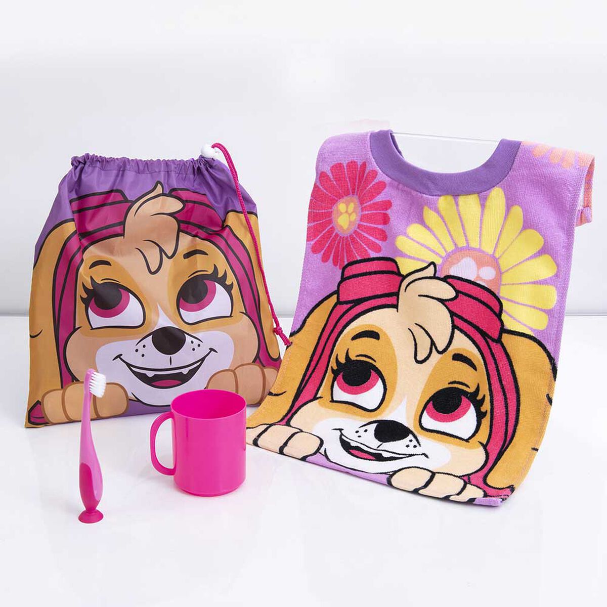 Toalla Infantil con Bolso Paw Patrol Niña Flower-P 30 x 50 cm