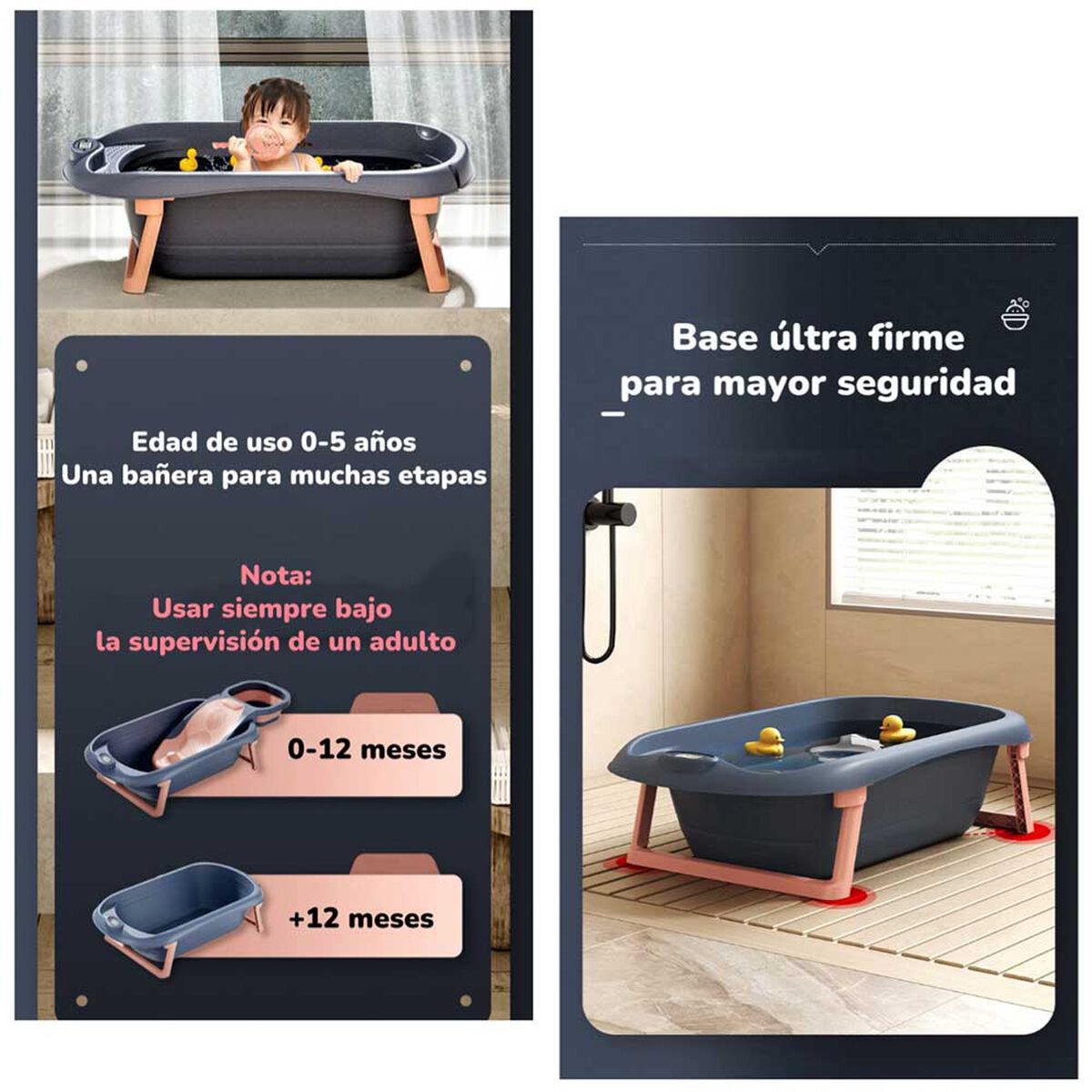 Bañera Premium con Lavapelo y Accesorios Lubabycas Rosada