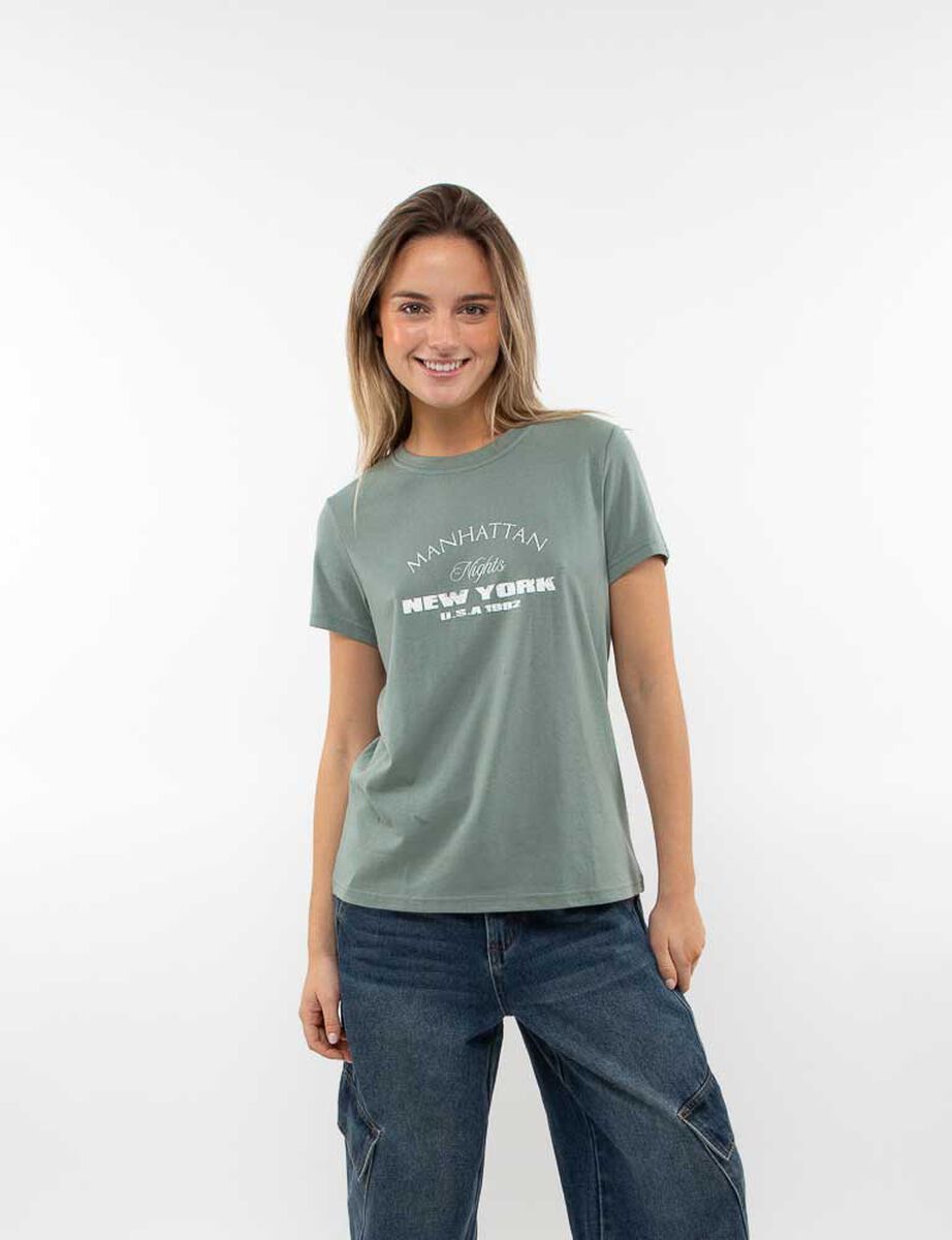 Polera Con Estampado Manga Corta Mujer Icono