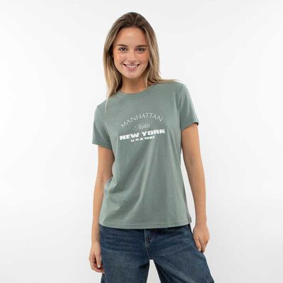 Polera Con Estampado Manga Corta Mujer Icono