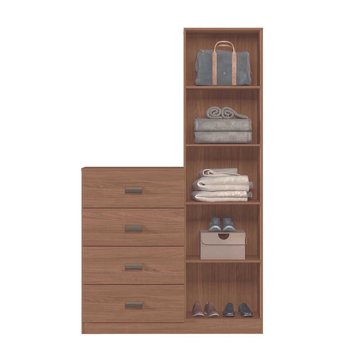 Cómoda Onessta Estilo 1 Puerta 4 Cajones Jatoba