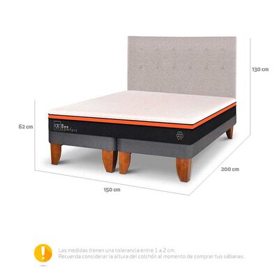 Imagen 2 del producto Cama Europea CIC Base Dividida 2 Plazas Bee Comfort + Respaldo
