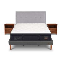 Cama Europea CIC King Súper Premium + Respaldo + Veladores