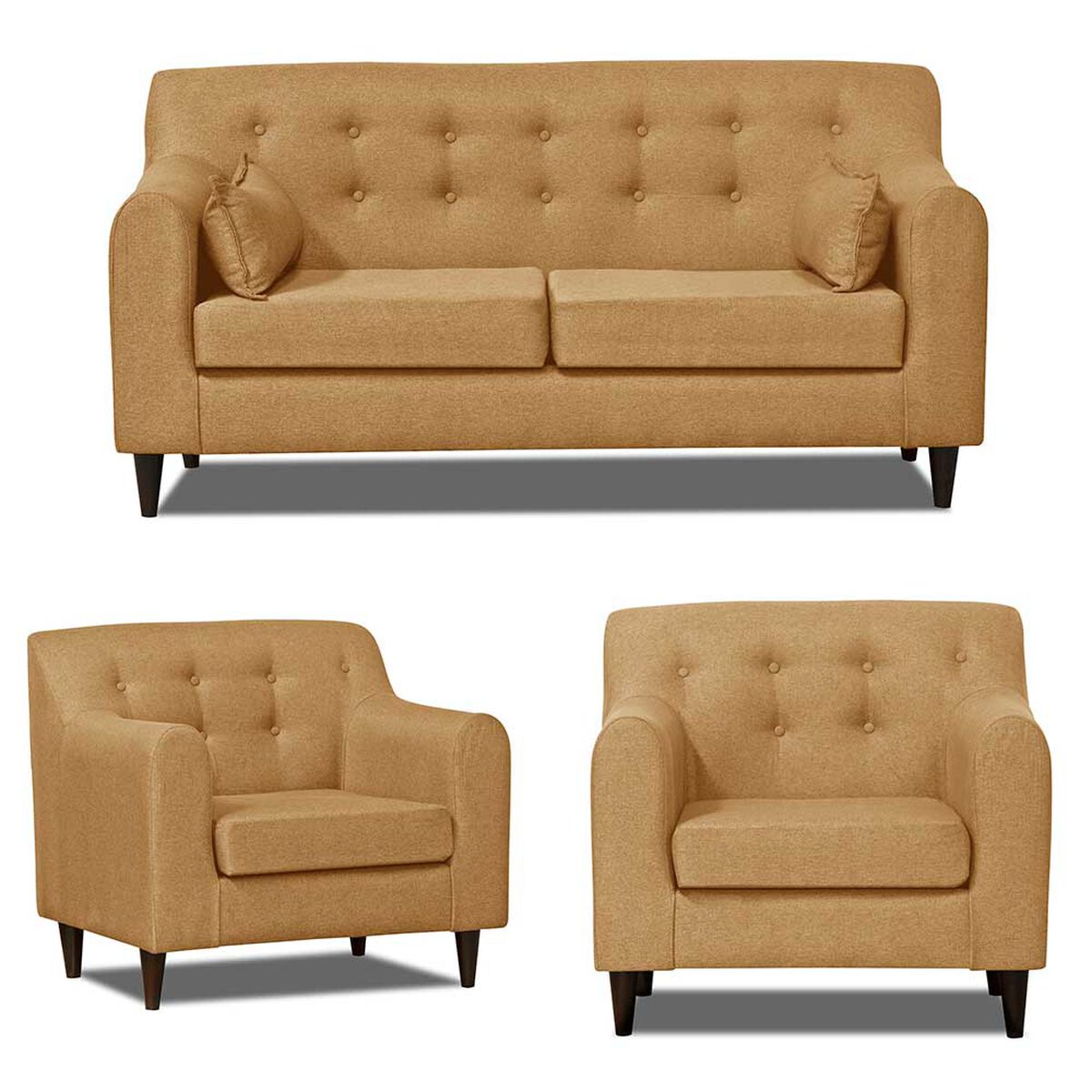 Juego de Living Innovamuebles Dali Sofá 3 Cuerpos + Dos Sillones 1 Cuerpo Mostaza