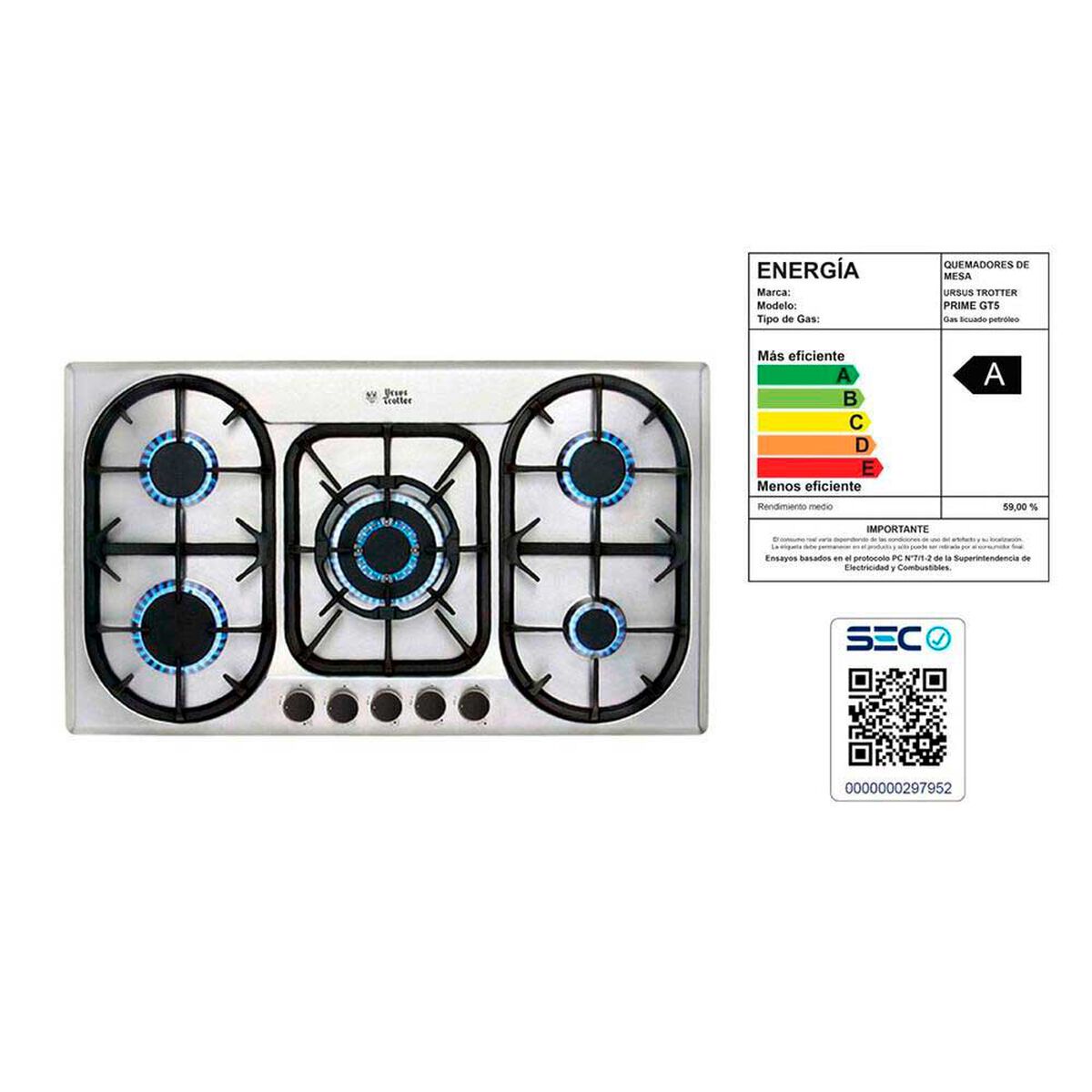 Encimera a Gas Ursus Trotter UT Inducci&oacute;n GT5 GL