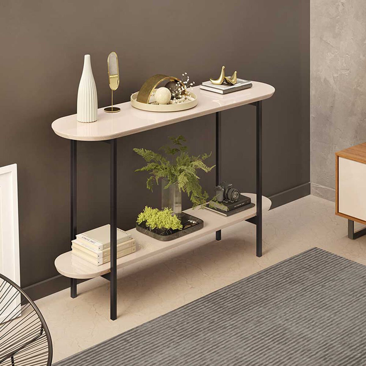 Mesa de Arrimo Vekkahome Charlotte Beige