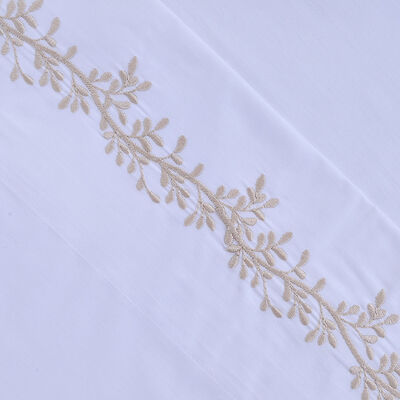 Imagen 2 del producto Juego de Sábanas Mashini 180 Hilos 1,5 Plazas Bordado Beige