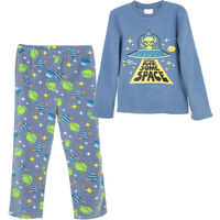 Conjunto Pijama Polar Niño Chess Azul, Gris