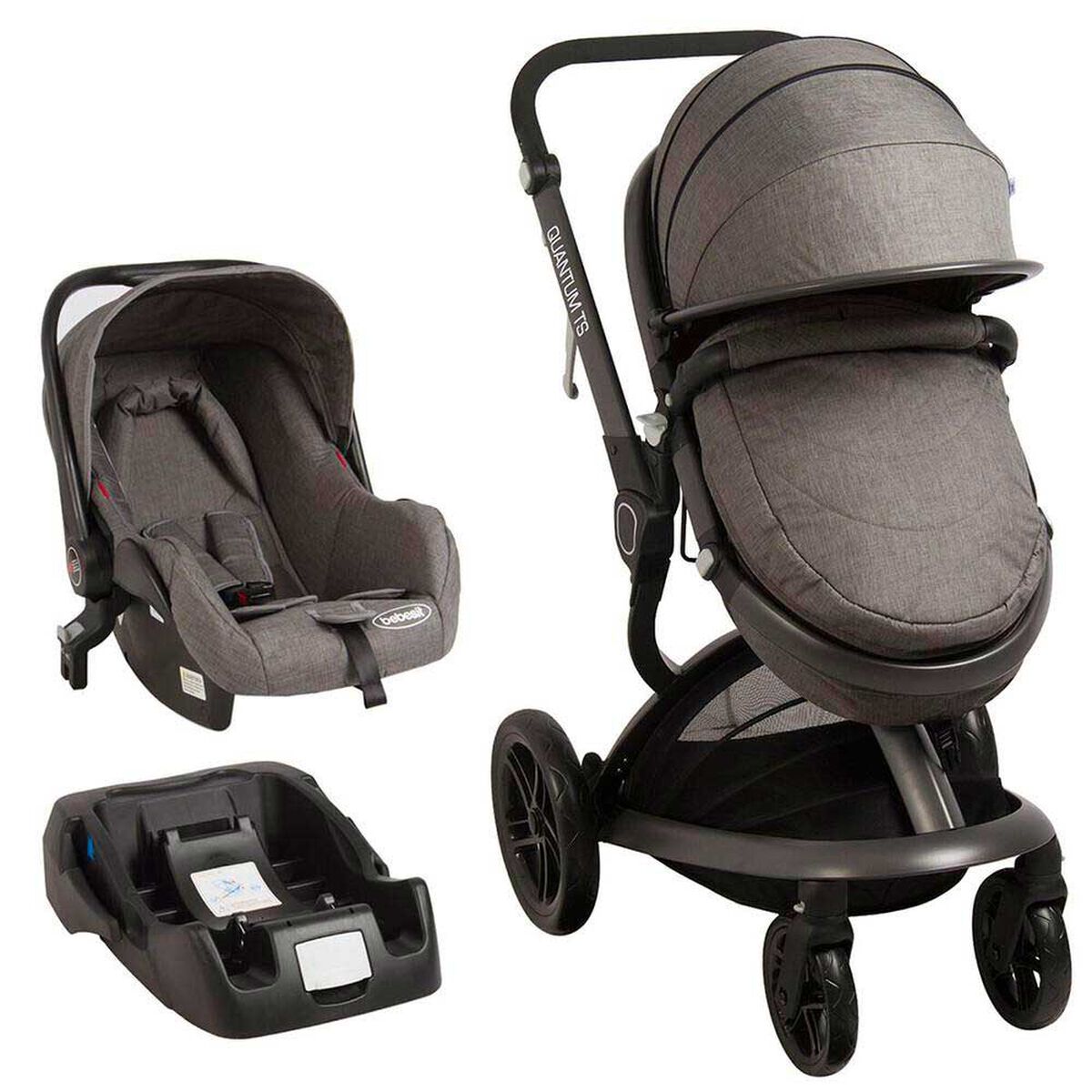 Coche Cuna Travel System Bebe Quantum Gris Bebesit