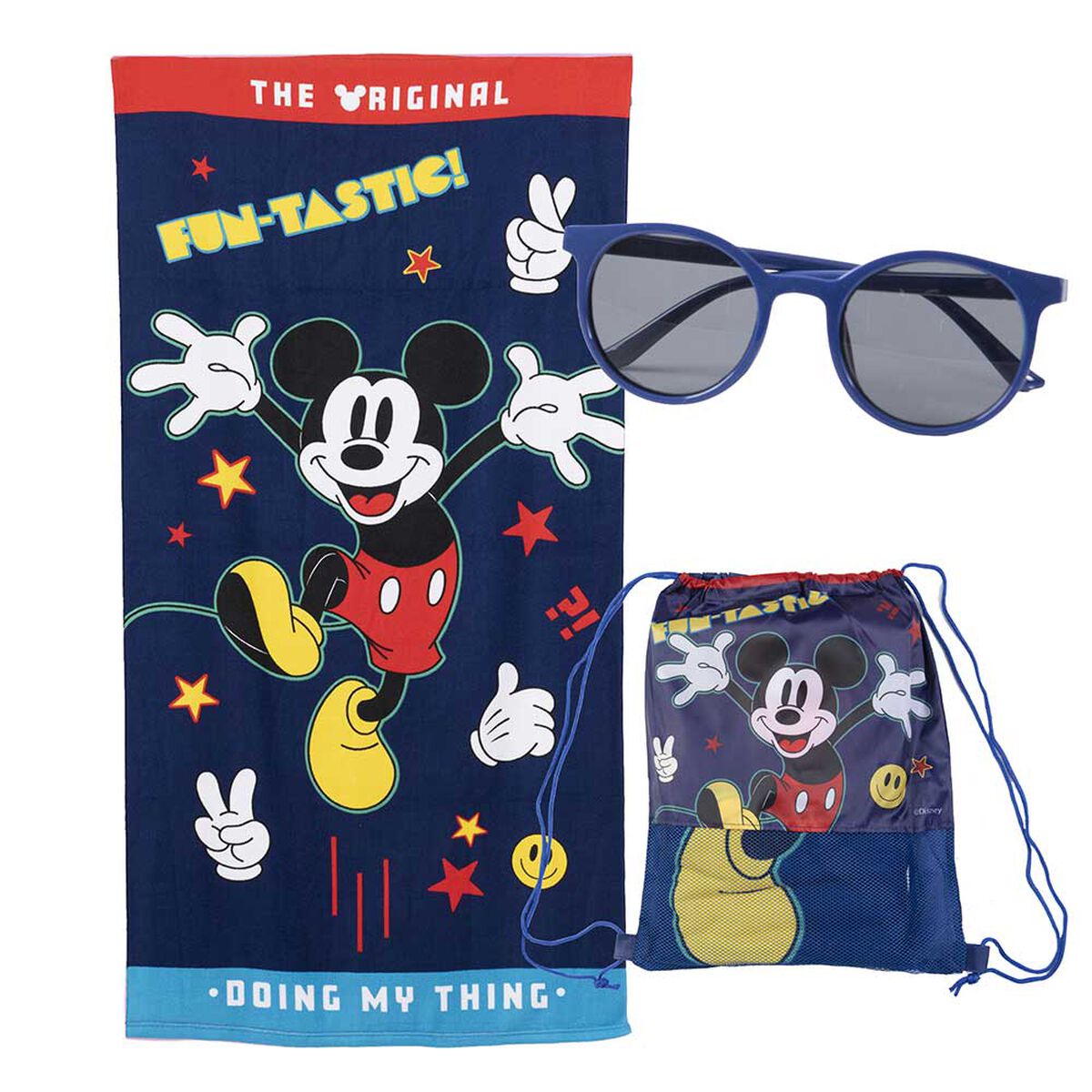 Toalla de Playa + Bolso + Lentes de Sol Disney Mickey 140 x 70 cm