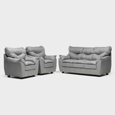 Imagen 1 del producto Juego de Living Almore Belén Sofá 3 Cuerpos + Dos Sillones 1 Cuerpo Gris