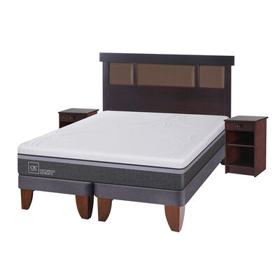 Imagen 2 del producto Cama Europea CIC Base Dividida 2 Plazas Ortopedic Advance + Respaldo + 2 Veladores Dublin Chocolate
