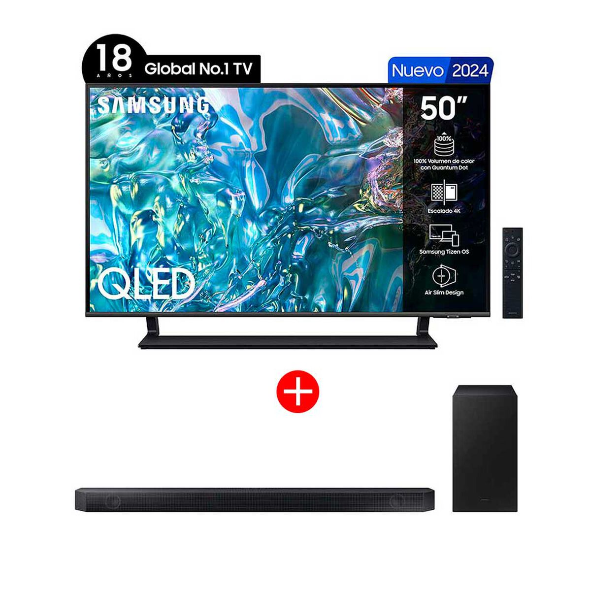 Combo QLED 50" Samsung Q65D Smart TV 4K 2024 + Soundbar HW-Q600C/ZS Negro