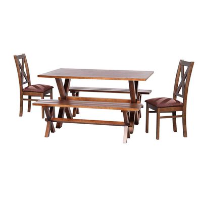 Juego de Comedor Latam Home Sevilla Segovia 2 Sillas + 2 Bancas Velvet Chocolate